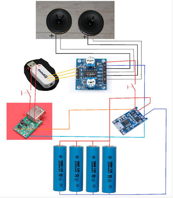 Enceinte DIY Bluetooth Schema Montage