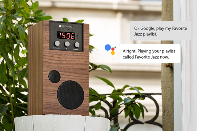 Como audio SpeakEasy : la petite enceinte en bois compatible Google Assistant et proposée en stéréo