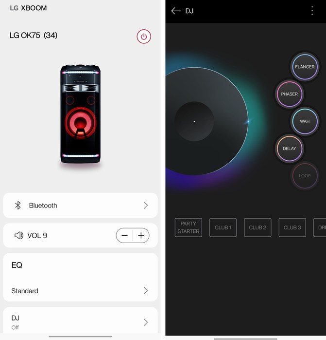 LG Xboom OK75 details app 001b