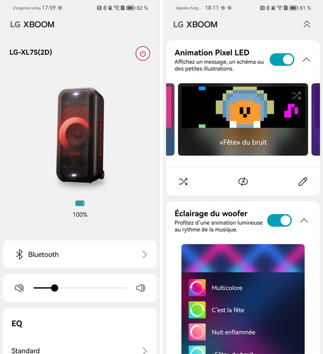 LG xboom XL7S details app